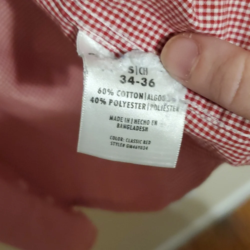 George Mens red and white checkered long sleeve button up dress shirt - Picture 5 of 6